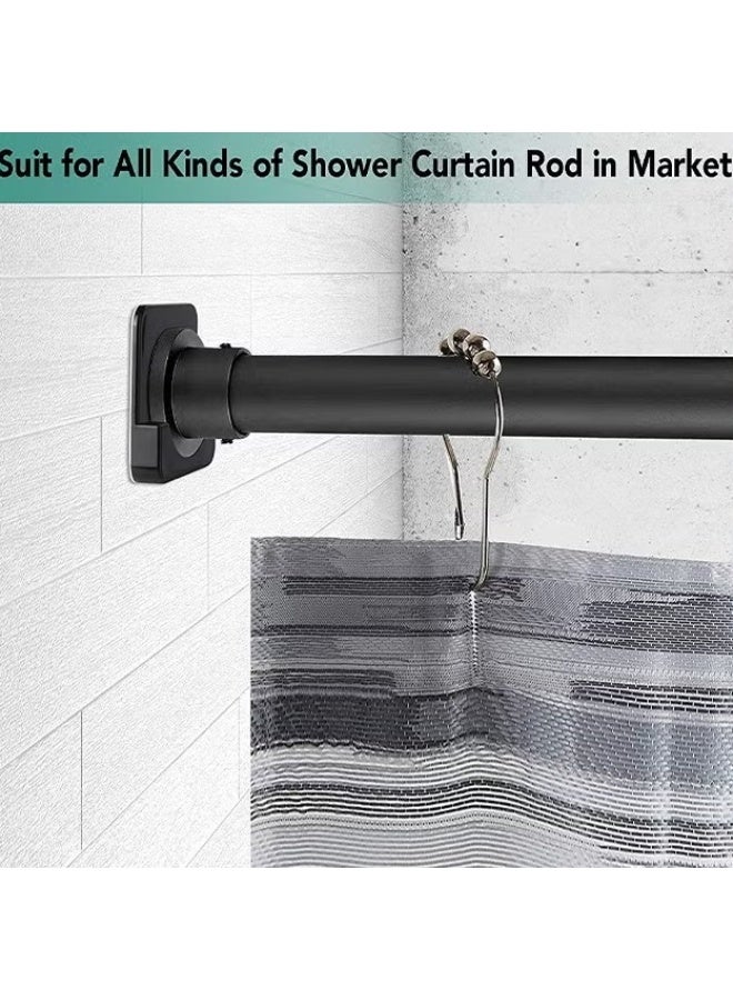 حامل عصا ستارة دش اللاصق,6 جهاز كمبيوتر شخصي مربع لاصق حامل عصا دش الجدار المثبتة للجدار,تثبيت حاملات عصا ستارة دش خالية من الحفر للفندق / المنزل / غرفة الغسيل / الحمام,أسود - Image 3